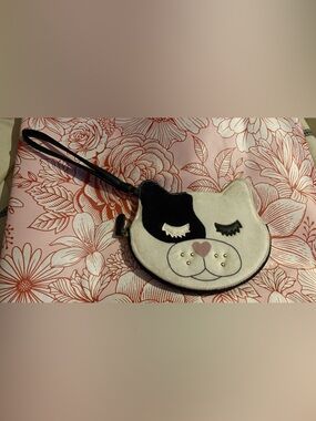 Betsey Johnson Black and White Dog Face Wristlet